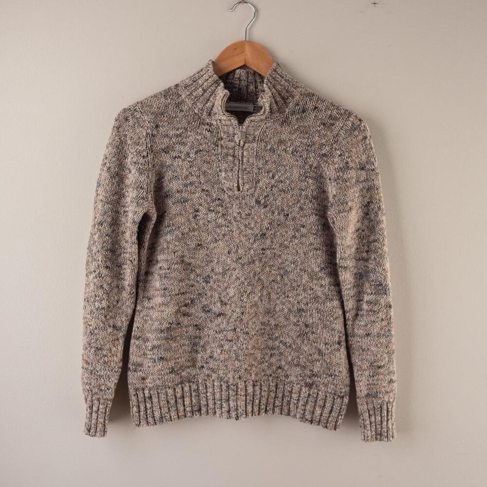 Liz Claiborne Y2K Preppy Multicolored Knit Quarter Zip Sweater Size L